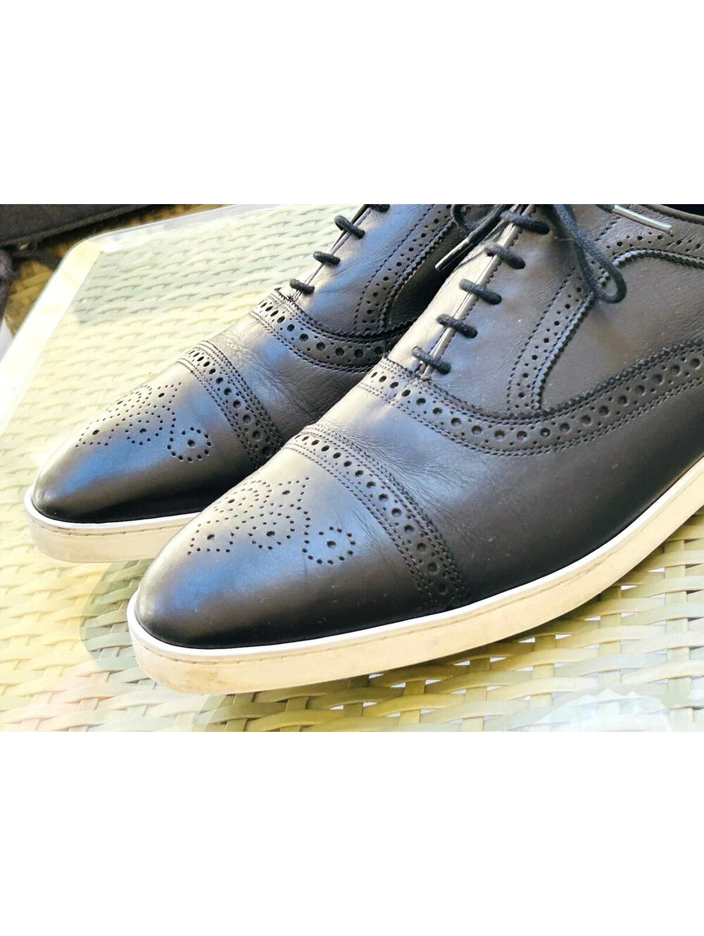 Allen Edmonds Strand Oxford Dress Sneaker Shoe Black Leather Wingtip 13 EEE 3E